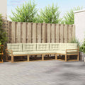 Outdoor-Sofagarnitur mit Kissen 4 pcs Weiß und Creme Polyester