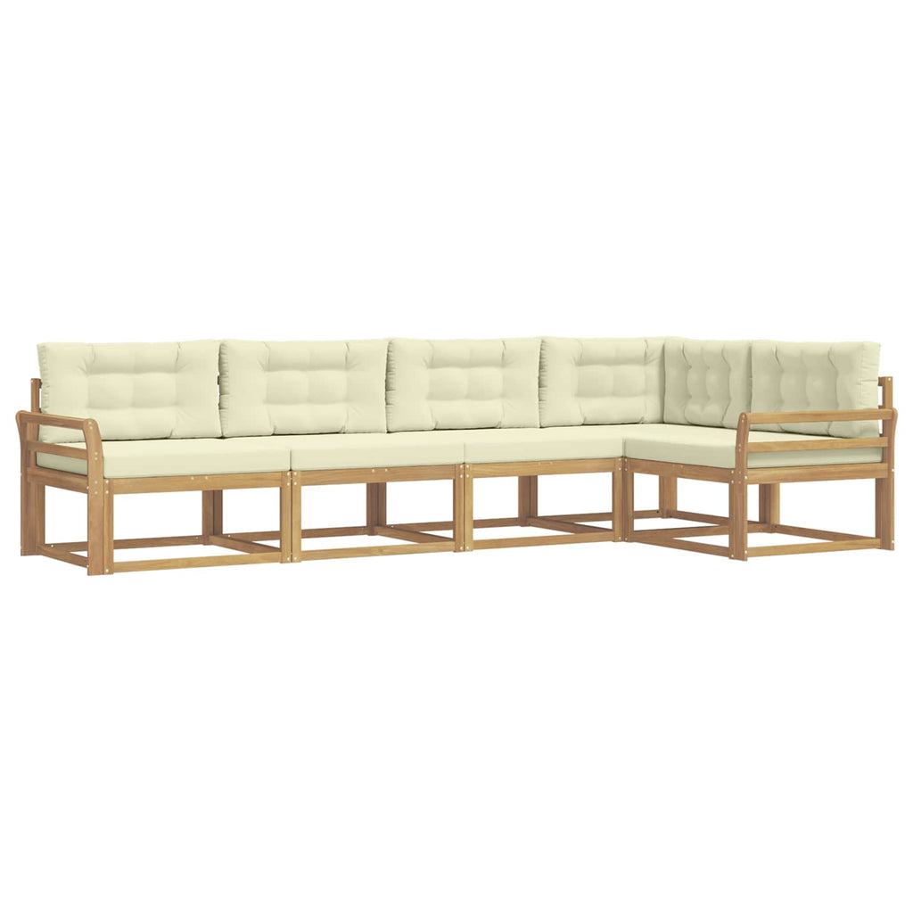 Outdoor-Sofagarnitur mit Kissen 4 pcs Weiß und Creme Polyester