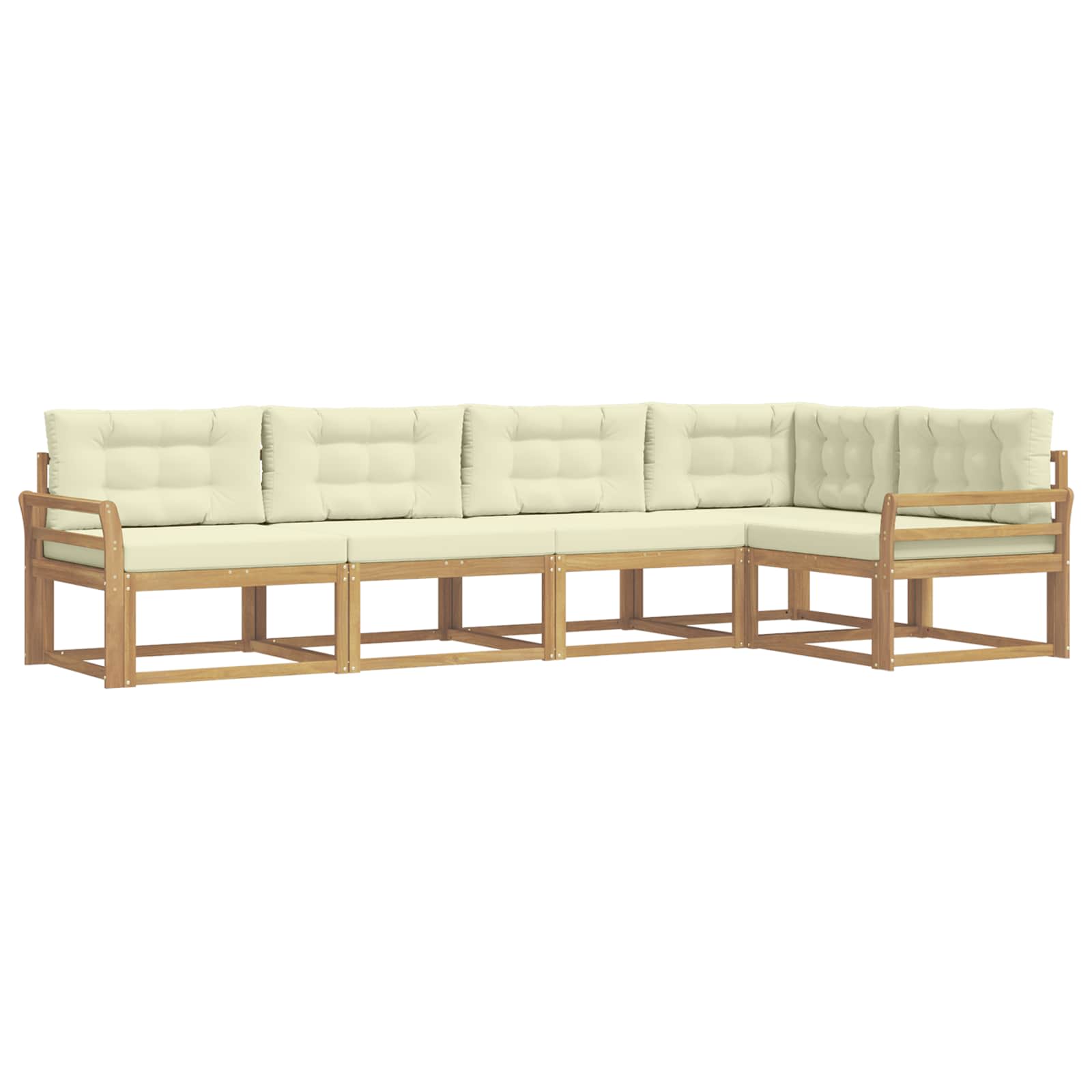 Outdoor-Sofagarnitur mit Kissen 4 pcs Weiß und Creme Polyester