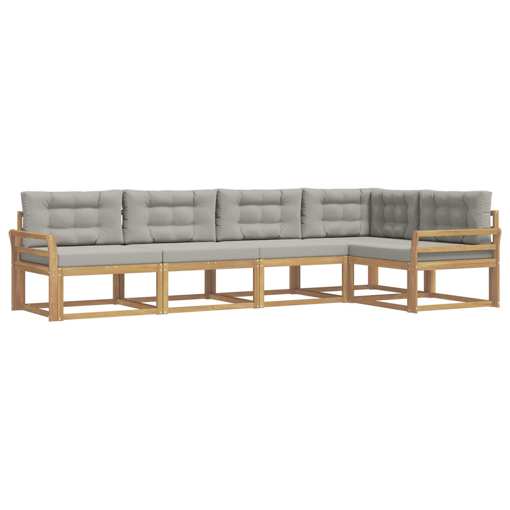 Outdoor-Sofagarnitur 4 pcs Weiß und Hellgrau Polyester