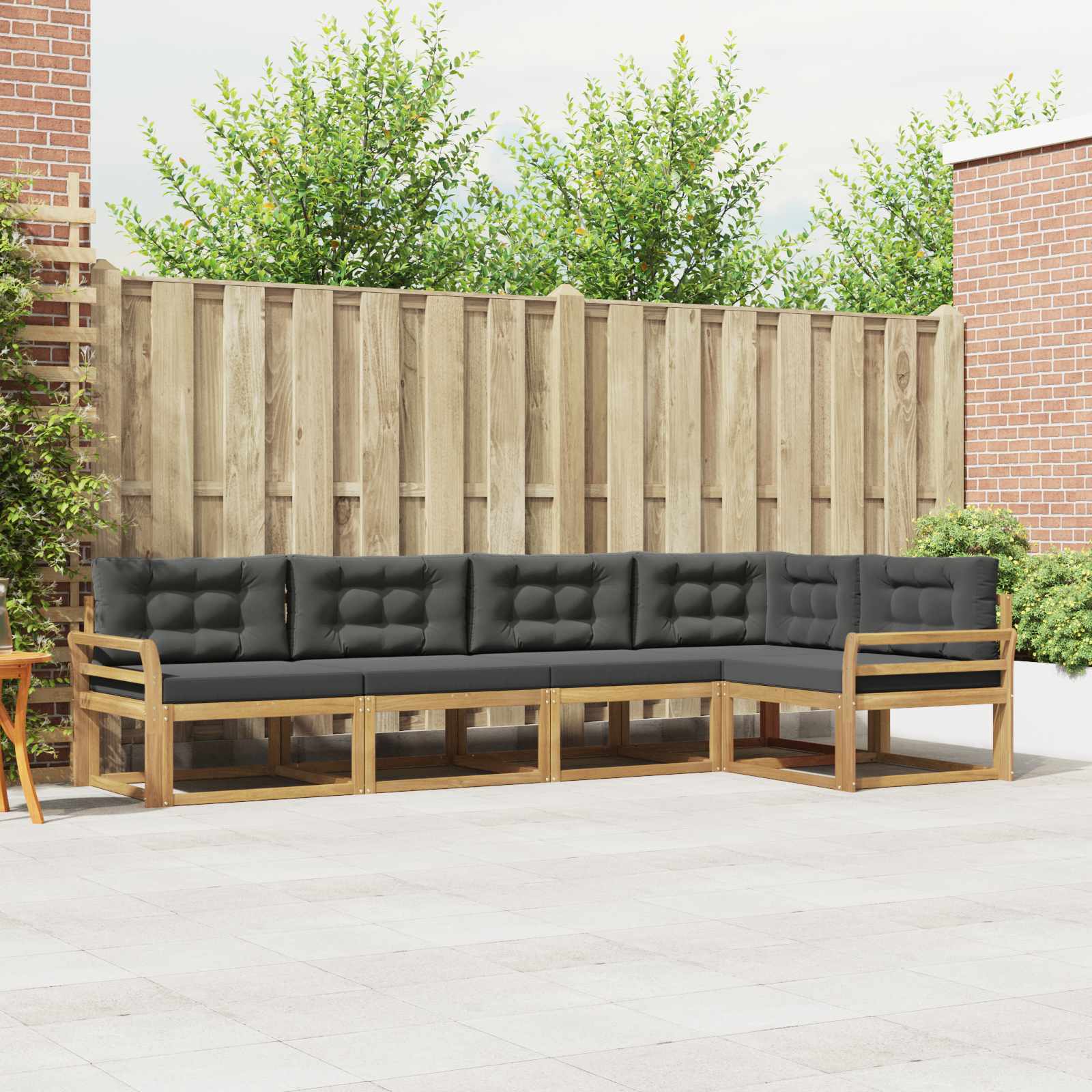 Outdoor-Sofagarnitur 4 pcs Weiß und Anthrazit Polyester
