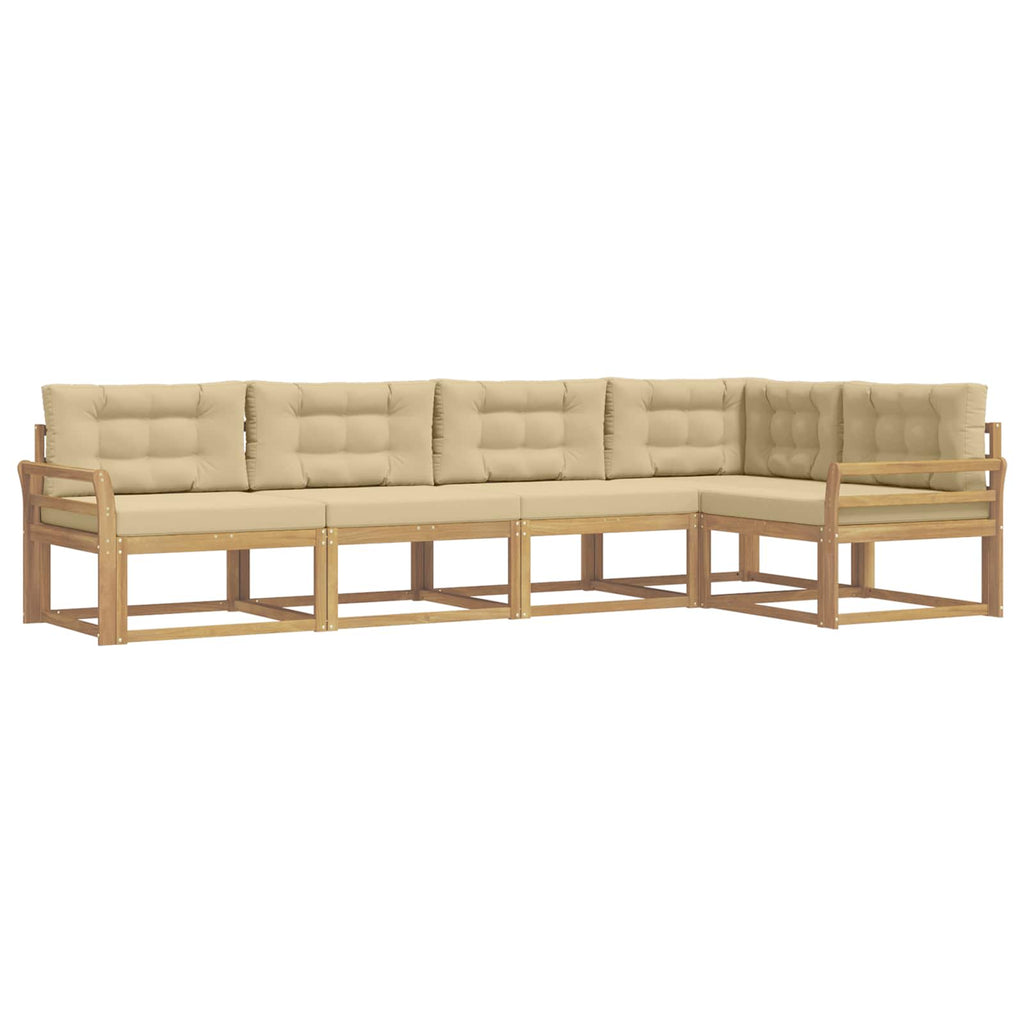 Outdoor-Sofagarnitur mit Kissen 4 pcs Weiß und Beige Polyester