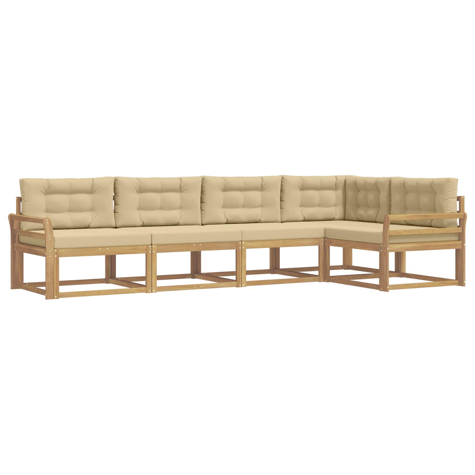 Outdoor-Sofagarnitur mit Kissen 4 pcs Weiß und Beige Polyester
