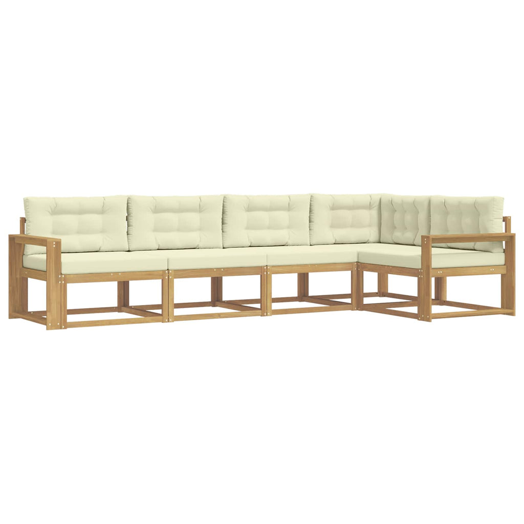 Outdoor-Sofagarnitur mit Kissen 4 pcs Weiß und Creme Polyester