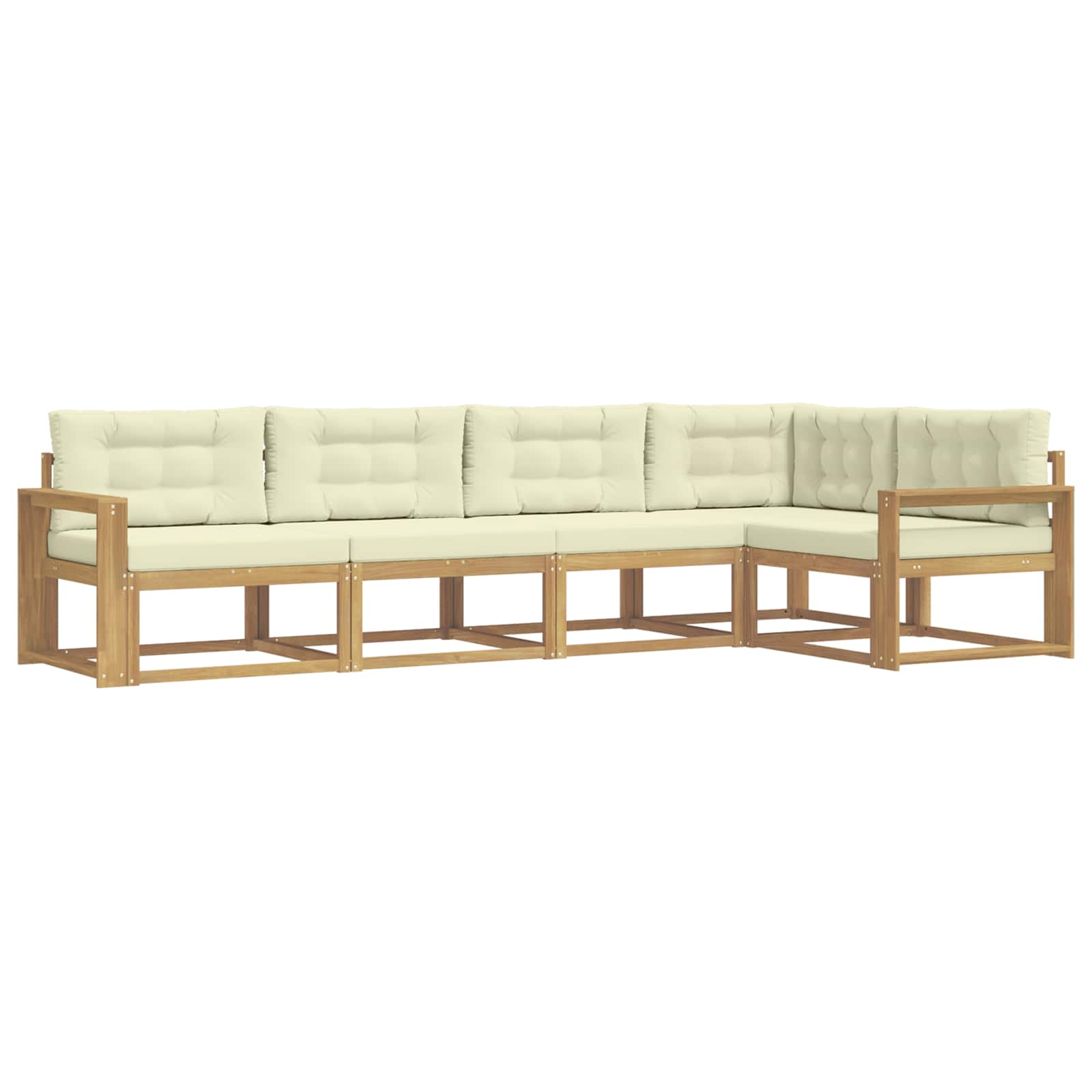 Outdoor-Sofagarnitur mit Kissen 4 pcs Weiß und Creme Polyester