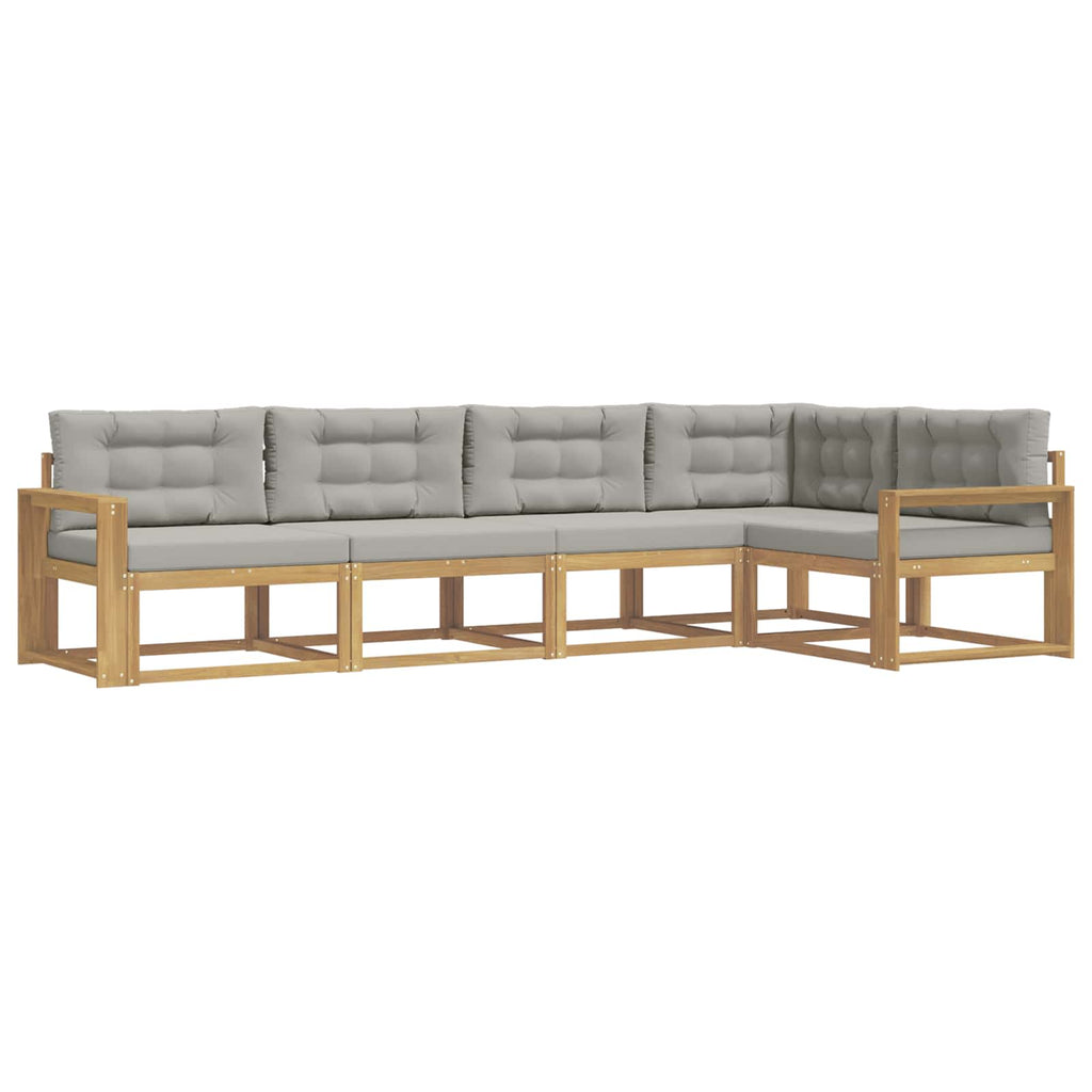 Outdoor-Sofagarnitur 4 pcs Weiß und Hellgrau Polyester