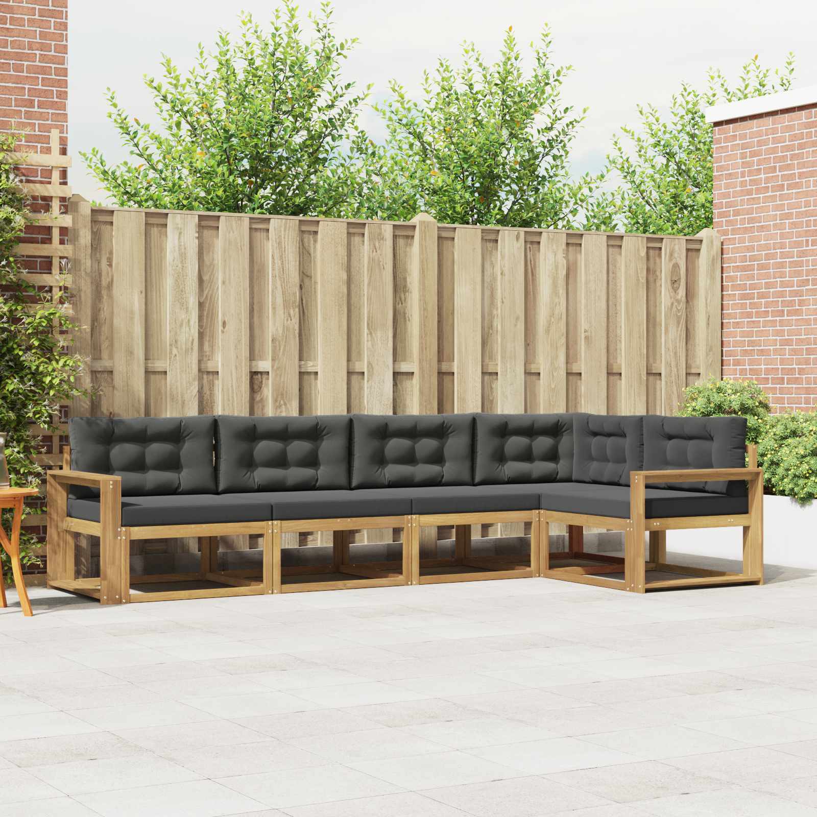 Outdoor-Sofagarnitur 4 pcs Weiß und Anthrazit Polyester
