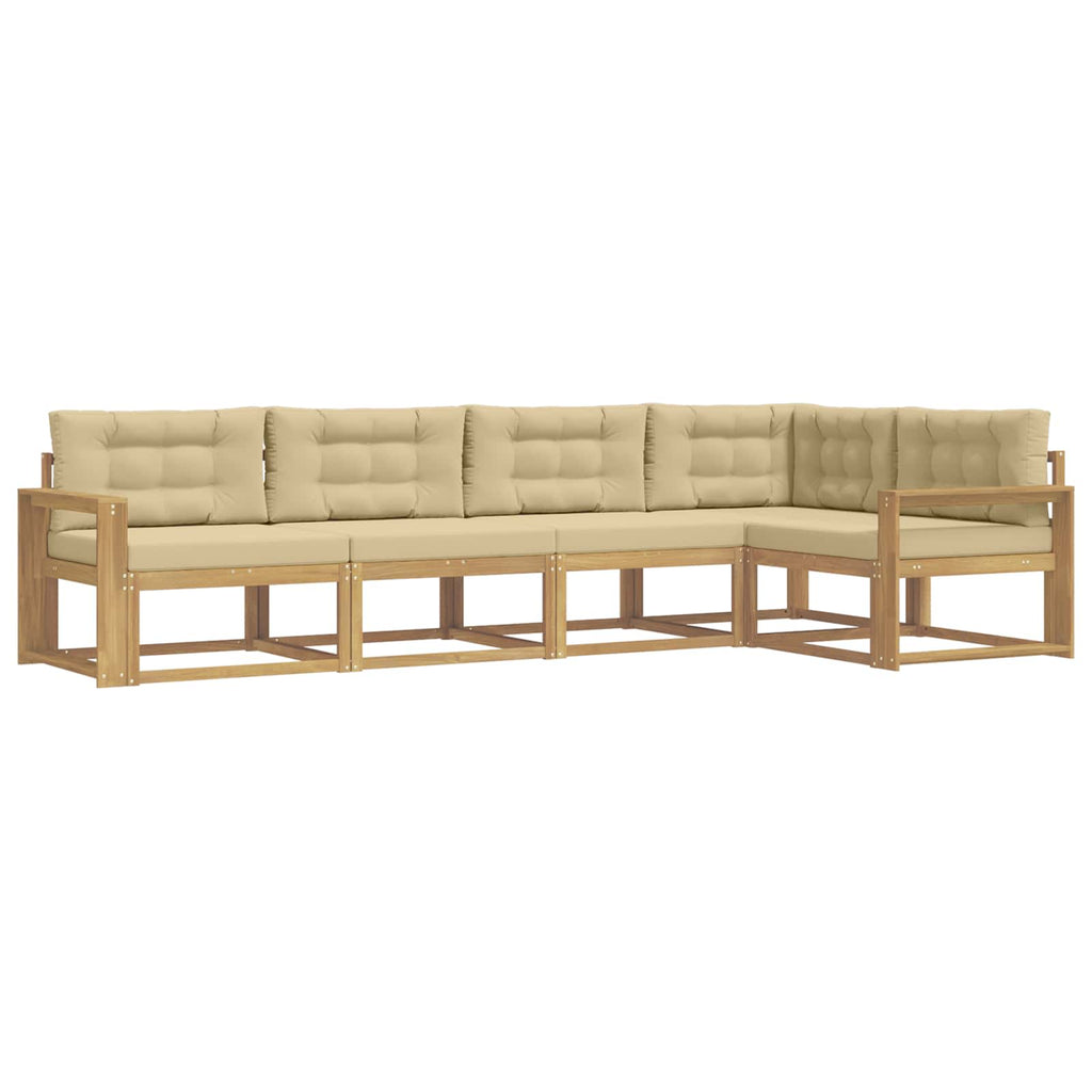 Outdoor-Sofagarnitur mit Kissen 4 pcs Weiß und Beige Polyester