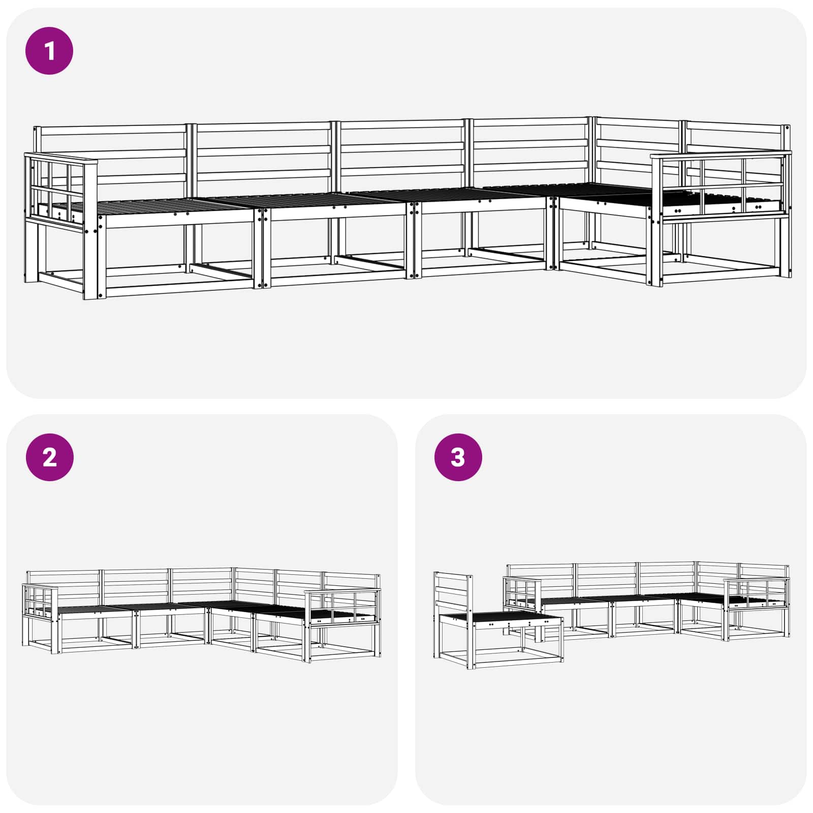 Outdoor-Sofagarnitur 5 pcs Weiß 327 x 168,5 x 73 cm