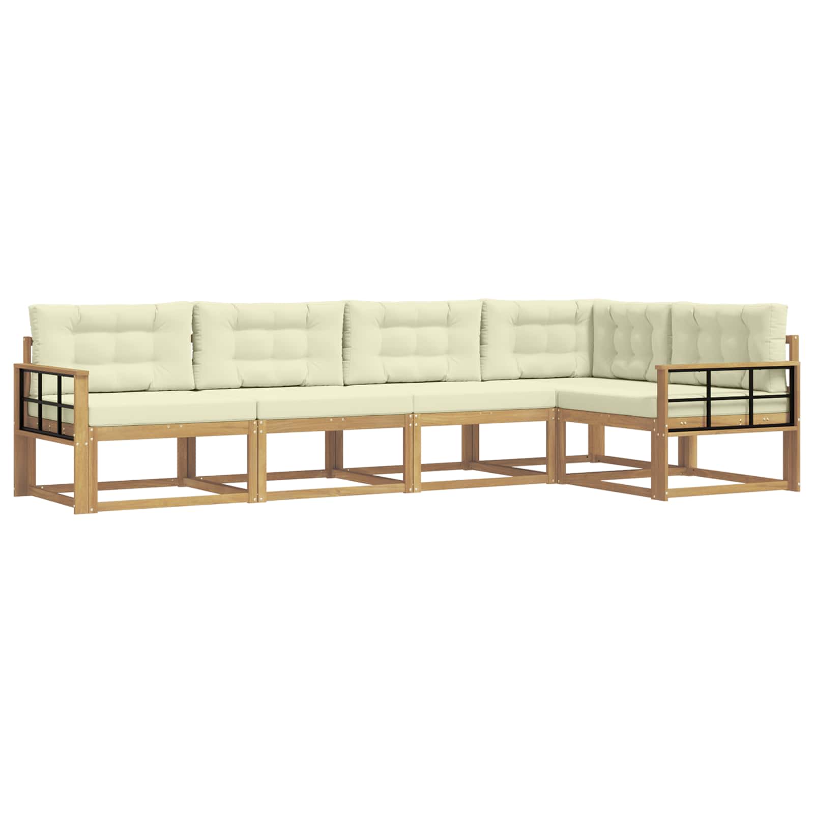 Outdoor-Sofagarnitur mit Kissen 4 pcs Weiß und Creme Polyester