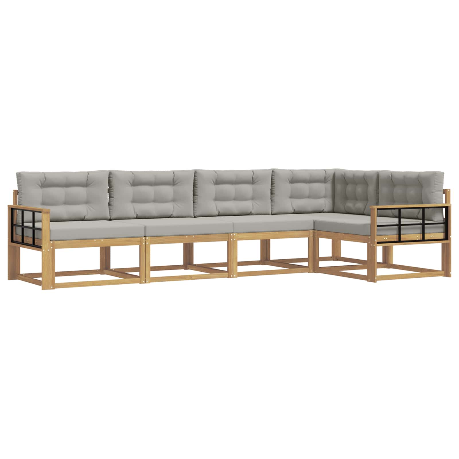 Outdoor-Sofagarnitur 4 pcs Weiß und Hellgrau Polyester