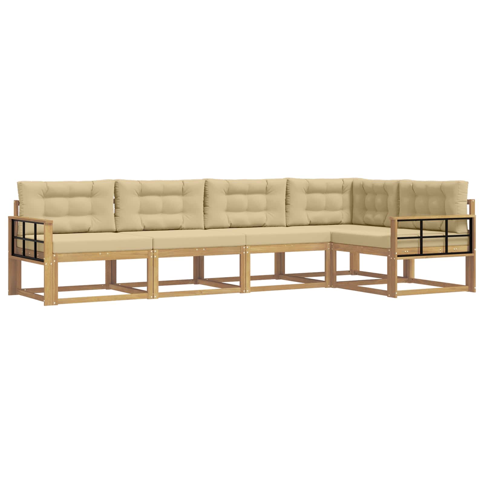 Outdoor-Sofagarnitur mit Kissen 4 pcs Weiß und Beige Polyester