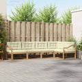 Outdoor-Sofagarnitur mit Kissen 4 pcs Weiß und Creme Polyester