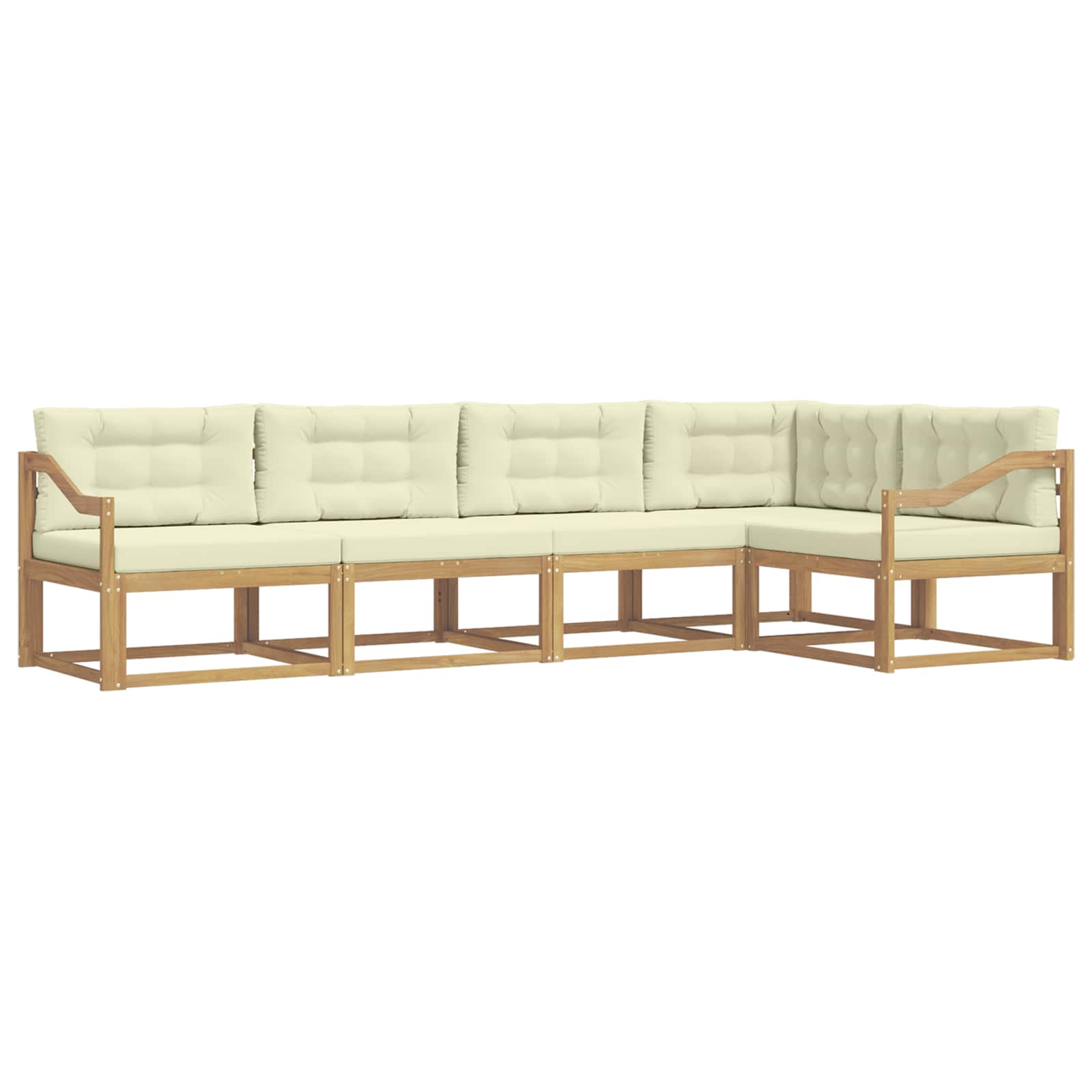 Outdoor-Sofagarnitur mit Kissen 4 pcs Weiß und Creme Polyester