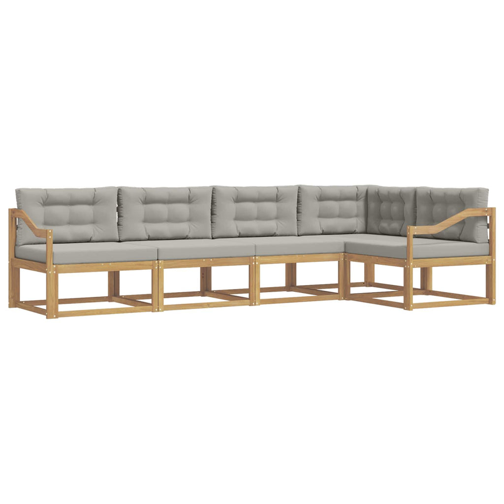 Outdoor-Sofagarnitur 4 pcs Weiß und Hellgrau Polyester