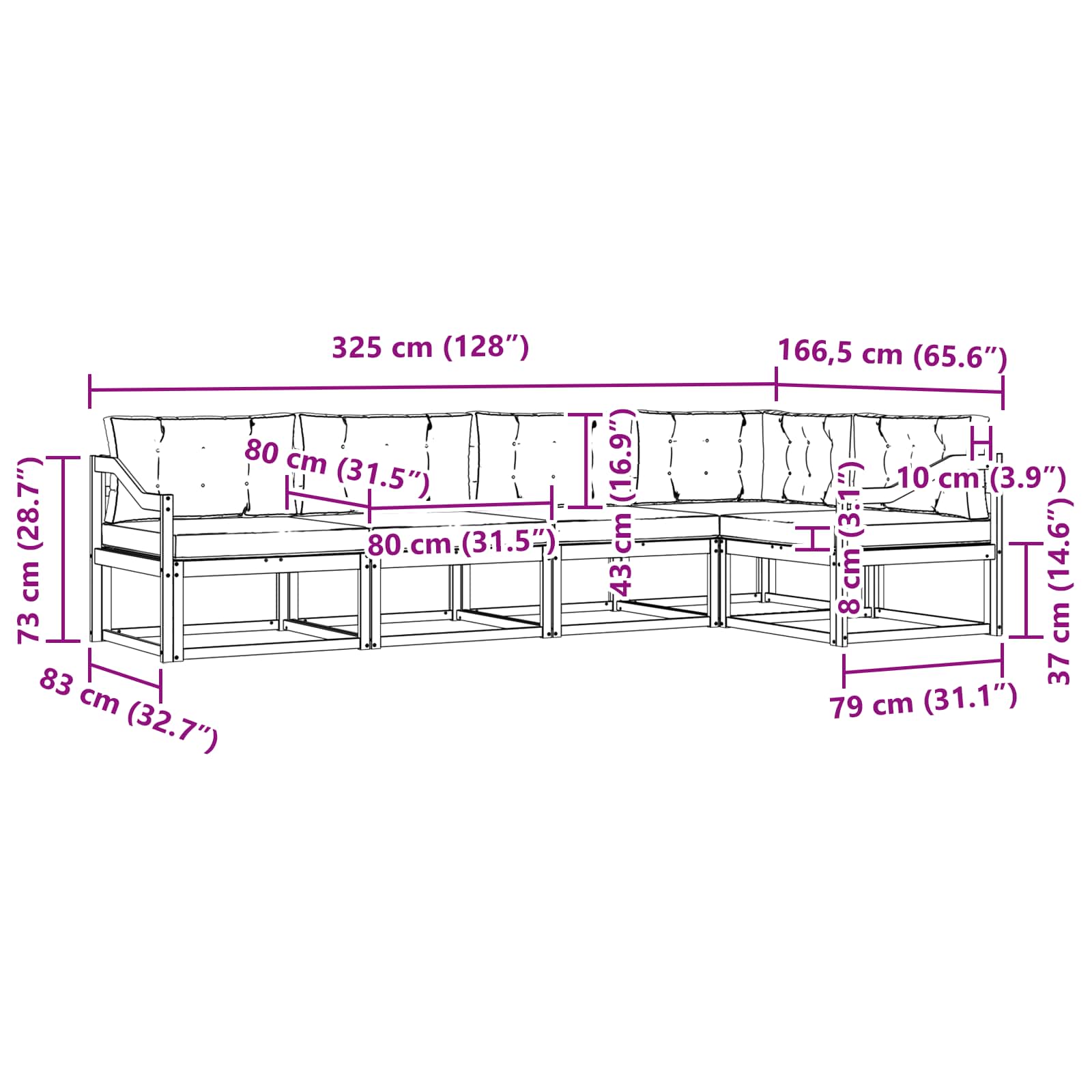 Outdoor-Sofagarnitur 4 pcs Weiß und Anthrazit Polyester