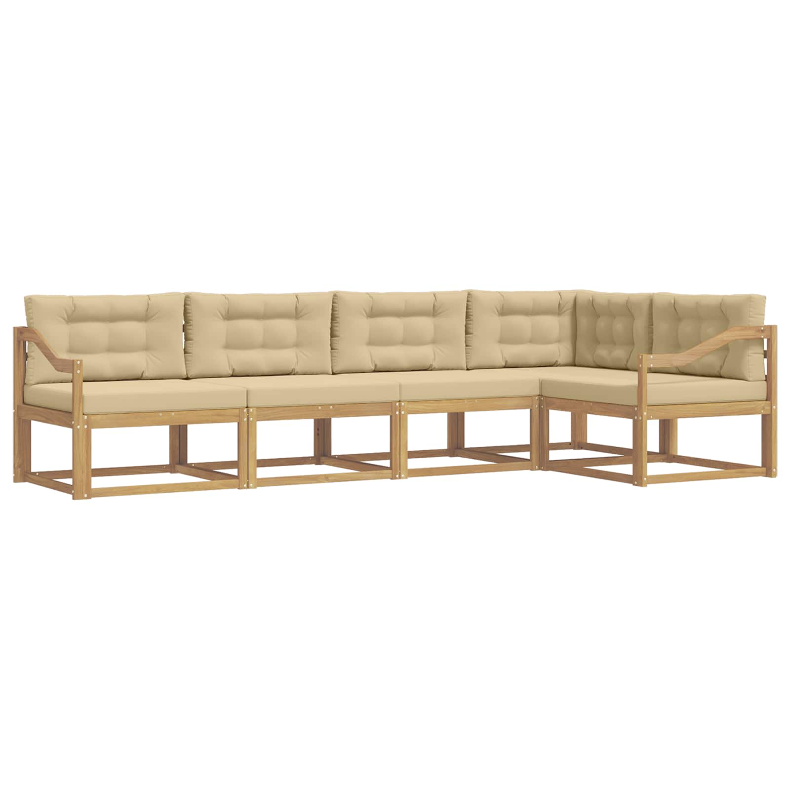 Outdoor-Sofagarnitur mit Kissen 4 pcs Weiß und Beige Polyester