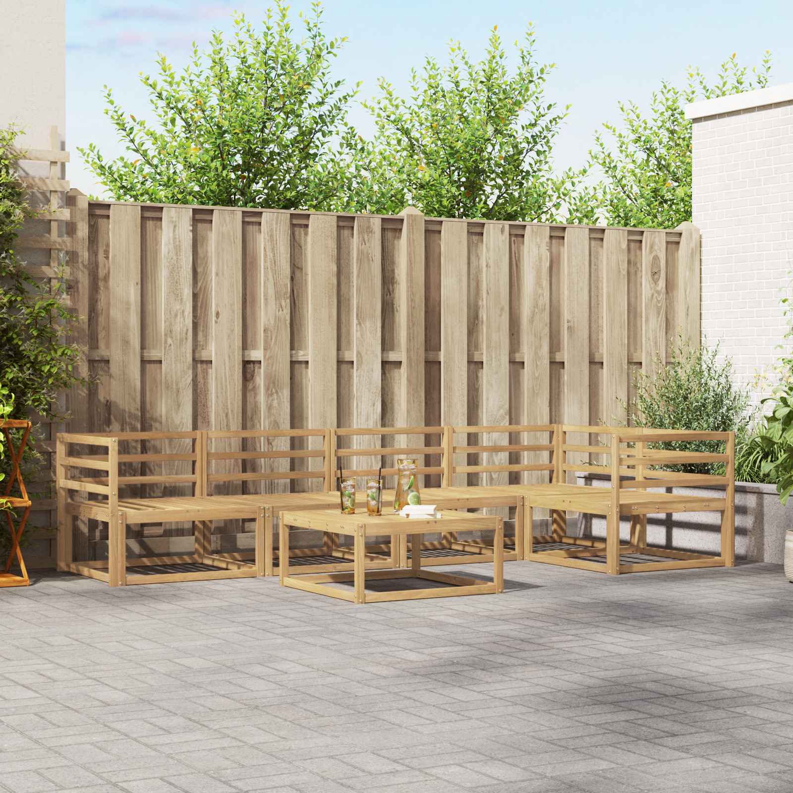 Outdoor-Sofagarnitur 6 pcs Weiß 79 x 79 x 37 cm