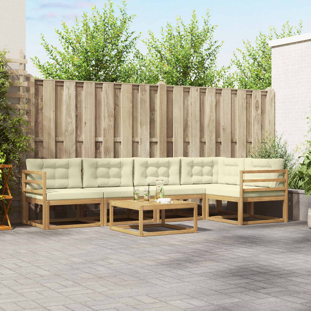 Outdoor-Sofagarnitur 6 pcs Weiß und Creme 79 x 79 x 37 cm