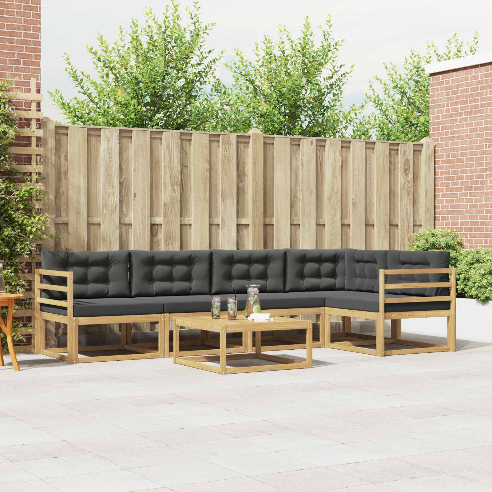 Outdoor-Sofagarnitur 6 pcs Weiß und Anthrazit 79 x 79 x 37 cm