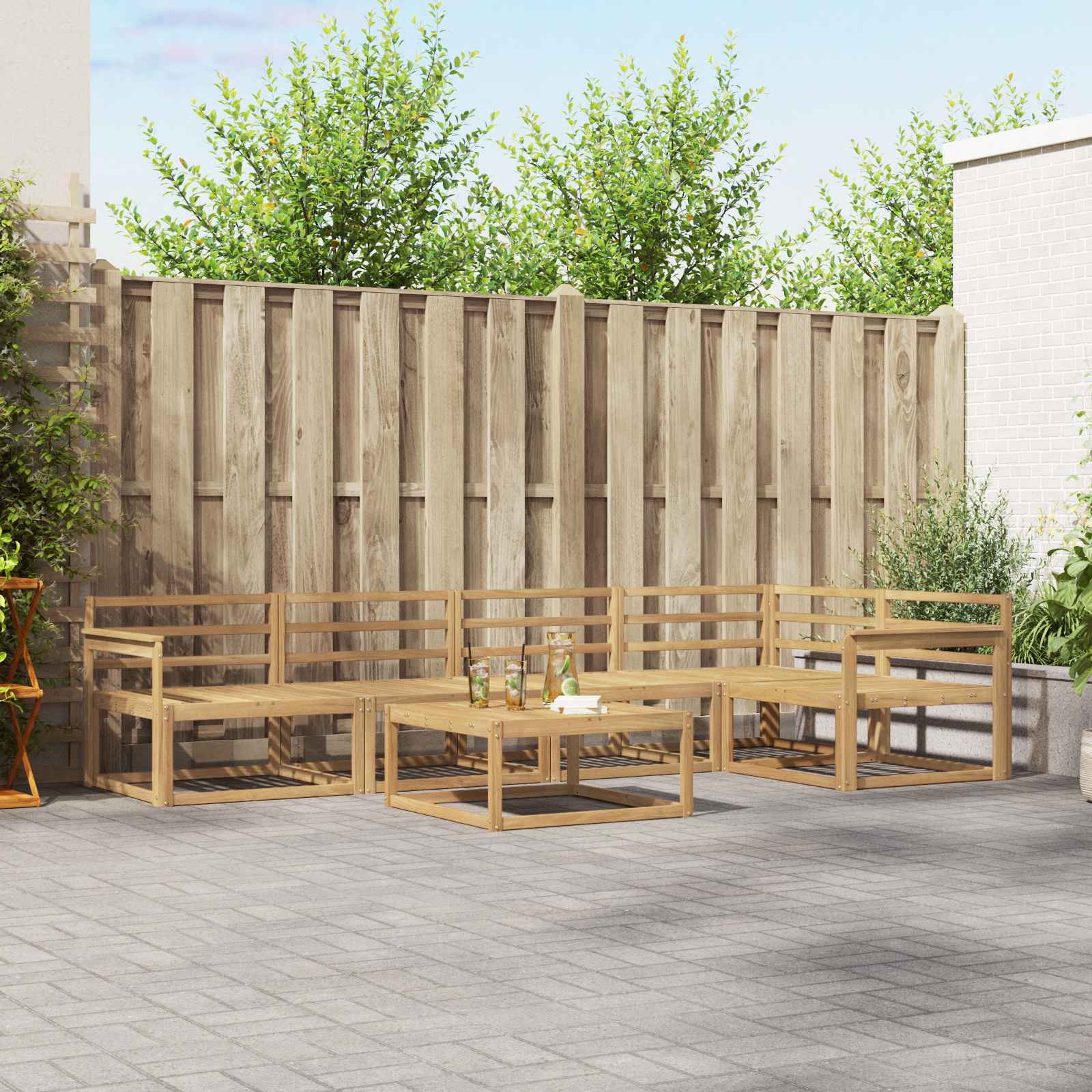 Outdoor-Sofagarnitur 6 pcs Weiß 79 x 79 x 37 cm