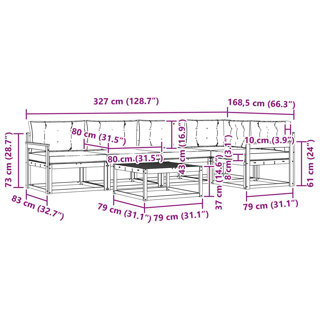 Outdoor-Sofagarnitur 6 pcs Weiß und Anthrazit 79 x 79 x 37 cm