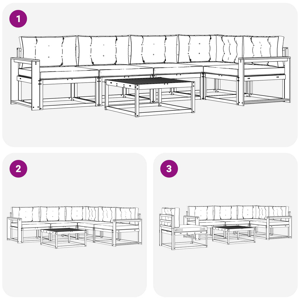 Outdoor-Sofagarnitur 6 pcs Weiß und Anthrazit 79 x 79 x 37 cm