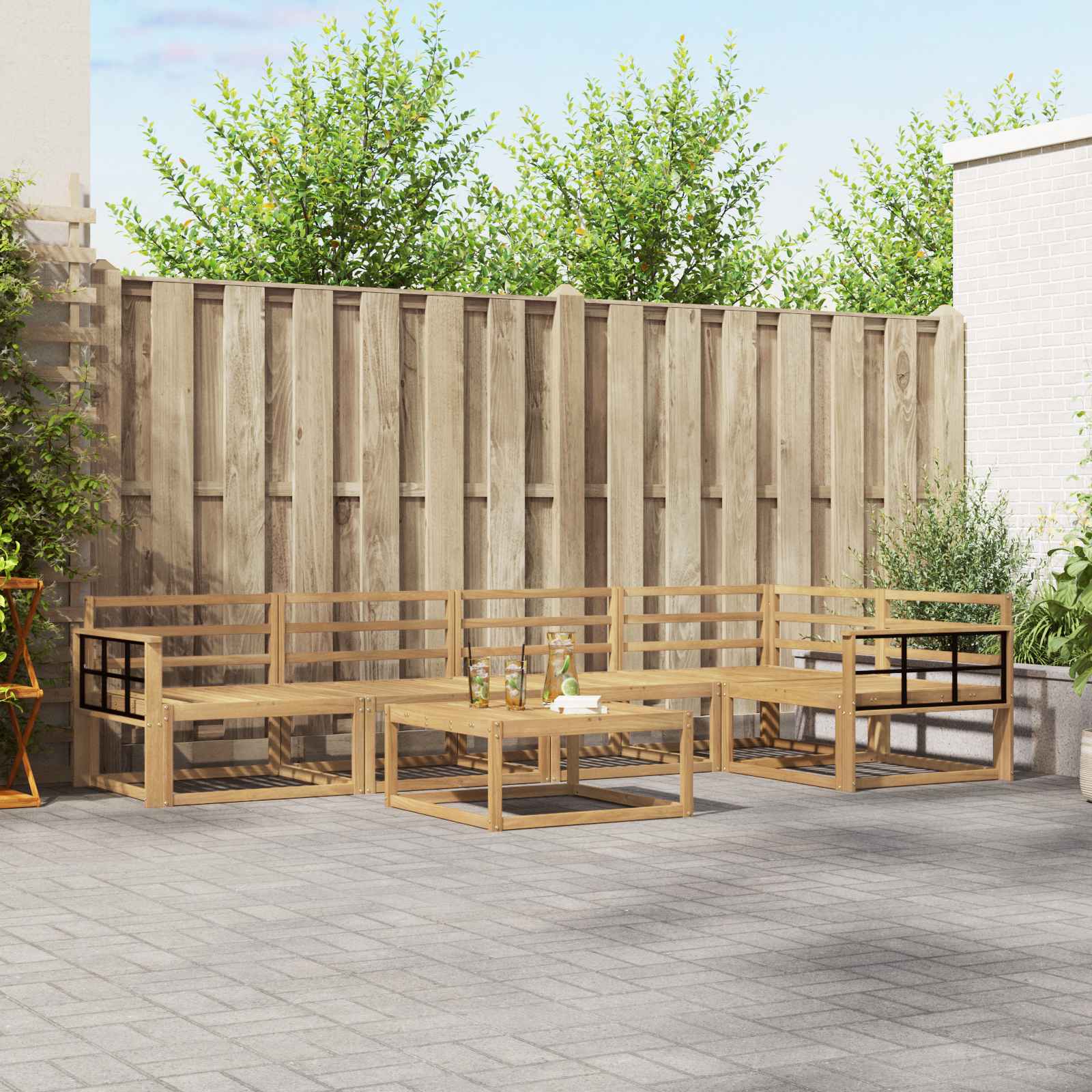Outdoor-Sofagarnitur 6 pcs Weiß 79 x 79 x 37 cm