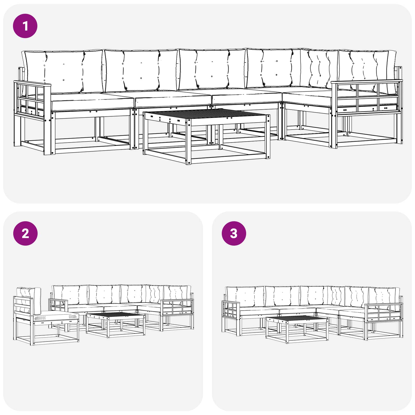 Outdoor-Sofagarnitur 6 pcs Weiß und Creme 79 x 79 x 37 cm