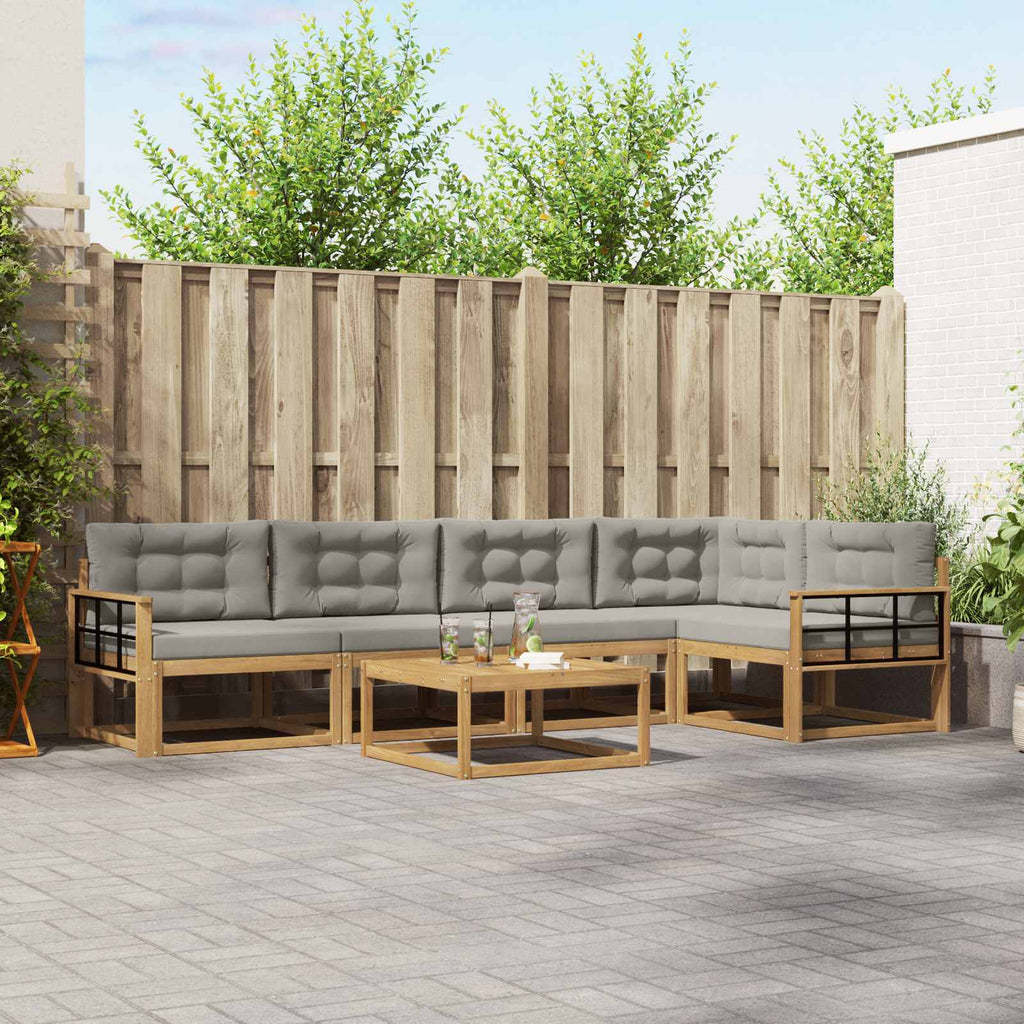 Outdoor-Sofagarnitur 6 pcs Weiß und Hellgrau 79 x 79 x 37 cm