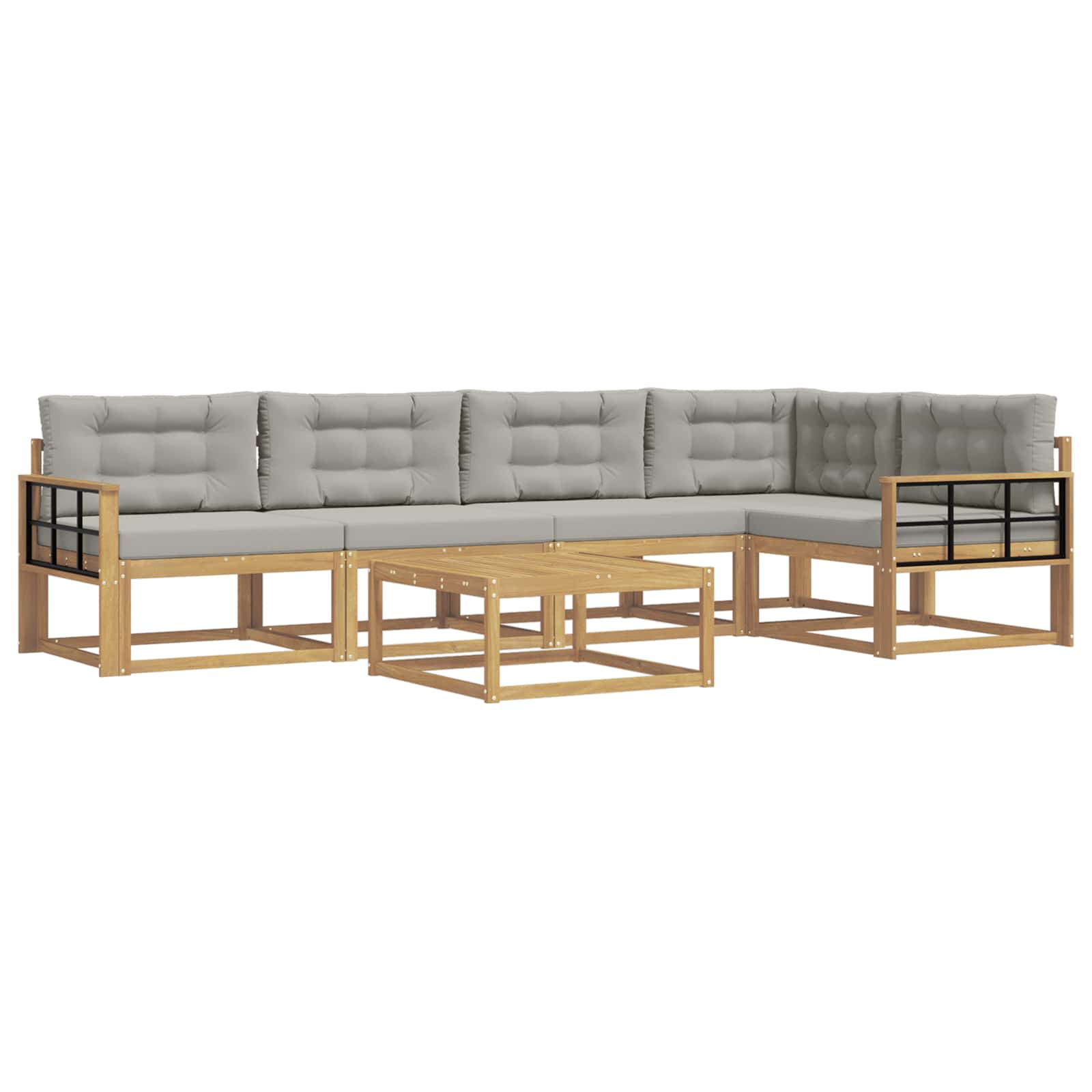 Outdoor-Sofagarnitur 6 pcs Weiß und Hellgrau 79 x 79 x 37 cm