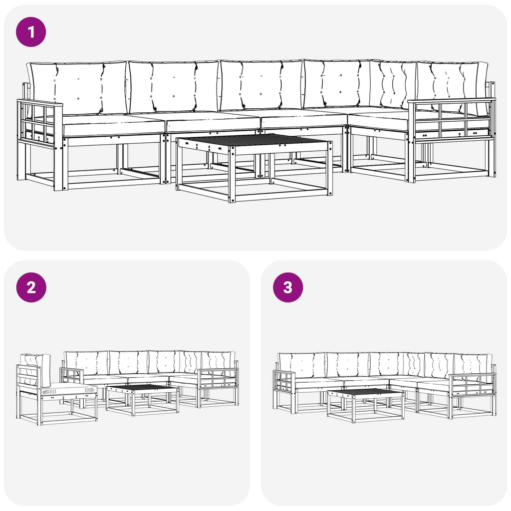 Outdoor-Sofagarnitur 6 pcs Weiß und Anthrazit 79 x 79 x 37 cm