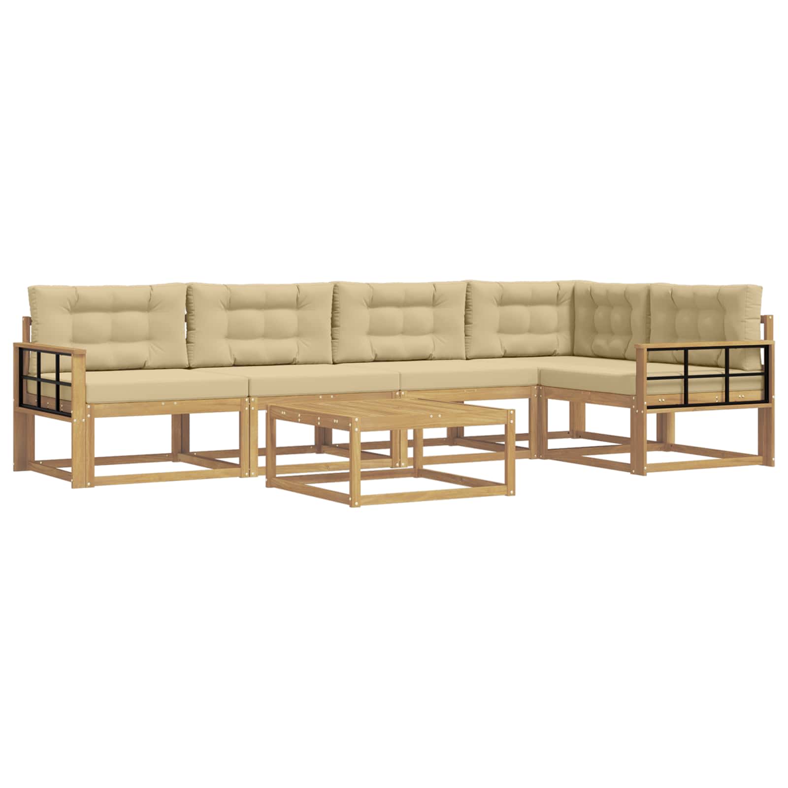 Outdoor-Sofagarnitur 6 pcs Weiß und Beige 79 x 79 x 37 cm