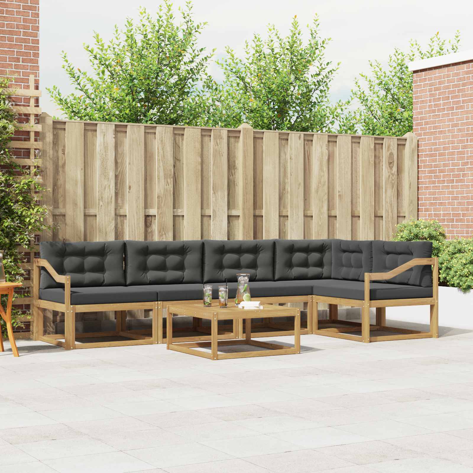 Outdoor-Sofagarnitur 6 pcs Weiß und Anthrazit 79 x 79 x 37 cm
