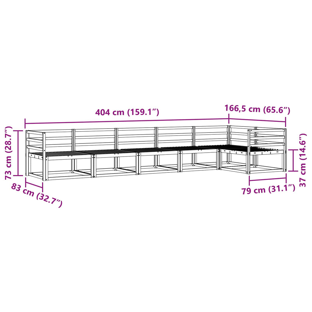 Outdoor-Sofagarnitur 6 pcs Weiß 404 x 166,5 x 73 cm