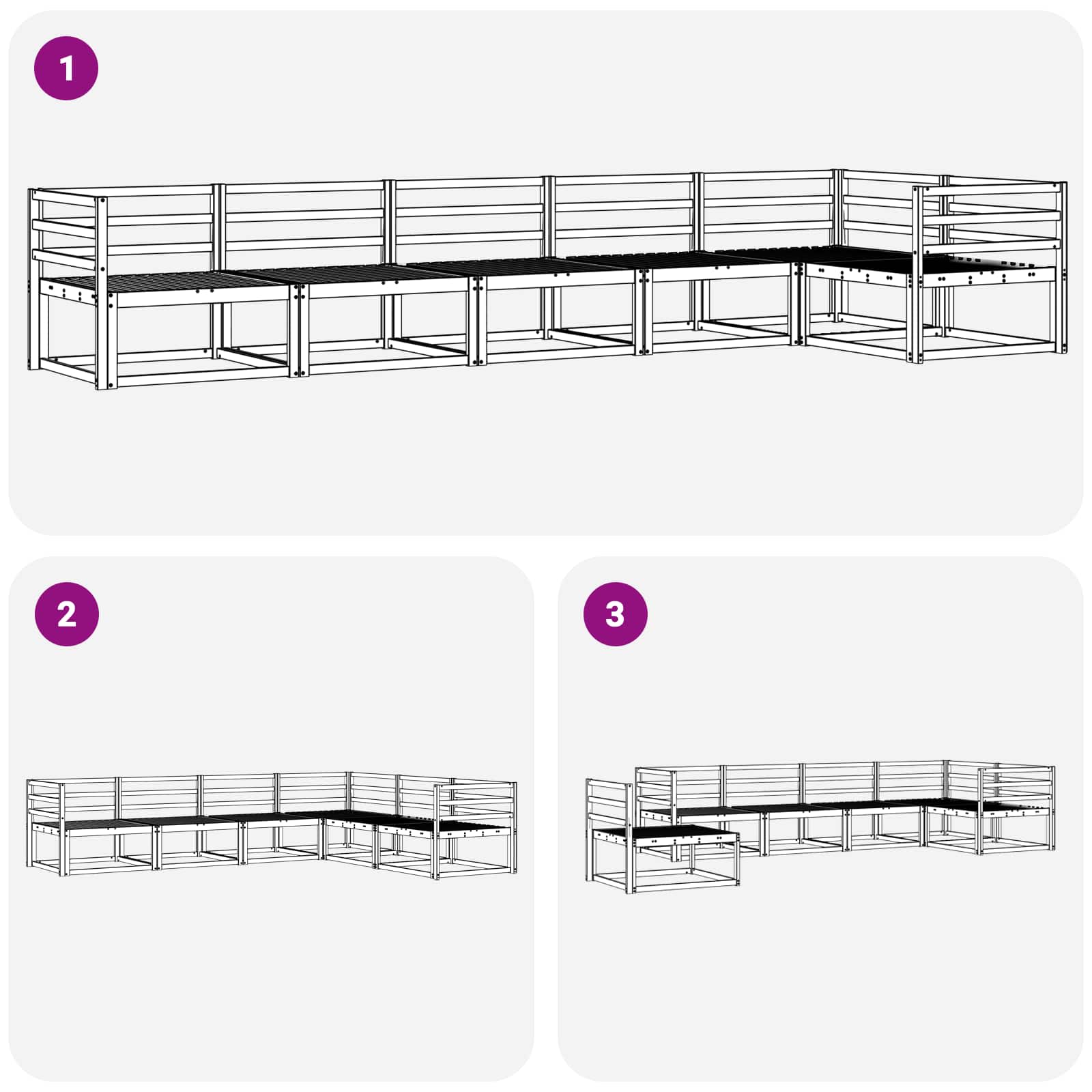 Outdoor-Sofagarnitur 6 pcs Weiß 404 x 166,5 x 73 cm
