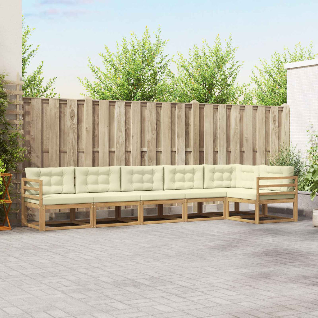 Outdoor-Sofagarnitur mit Kissen 4 pcs Weiß und Creme Polyester