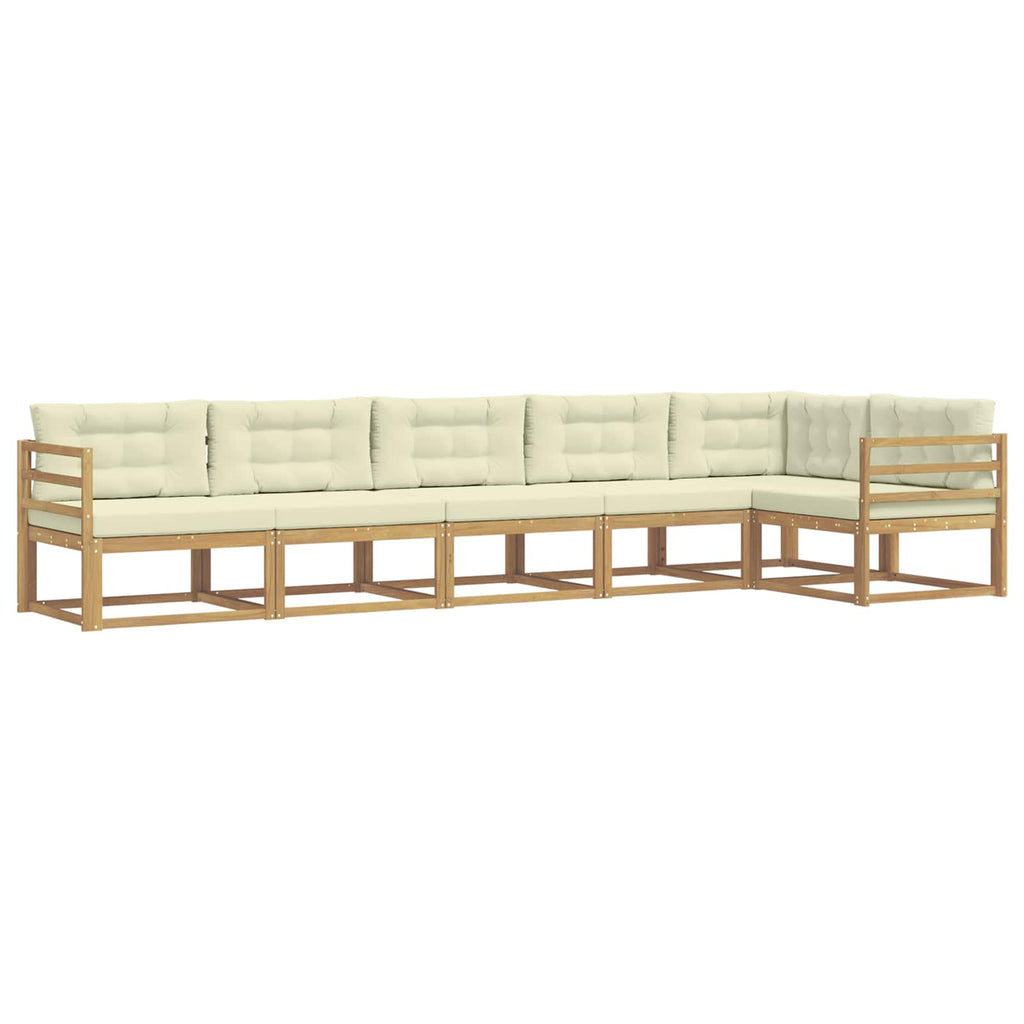 Outdoor-Sofagarnitur mit Kissen 4 pcs Weiß und Creme Polyester