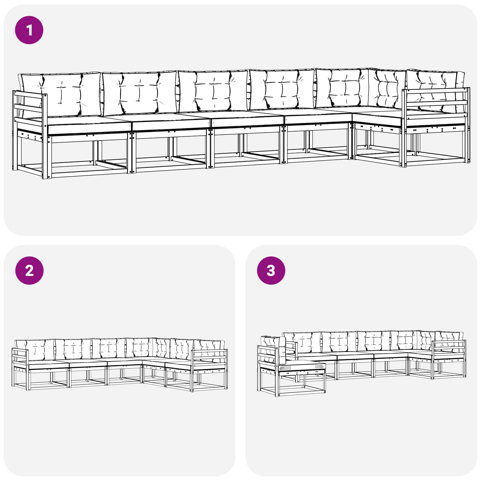 Outdoor-Sofagarnitur 4 pcs Weiß und Hellgrau Polyester