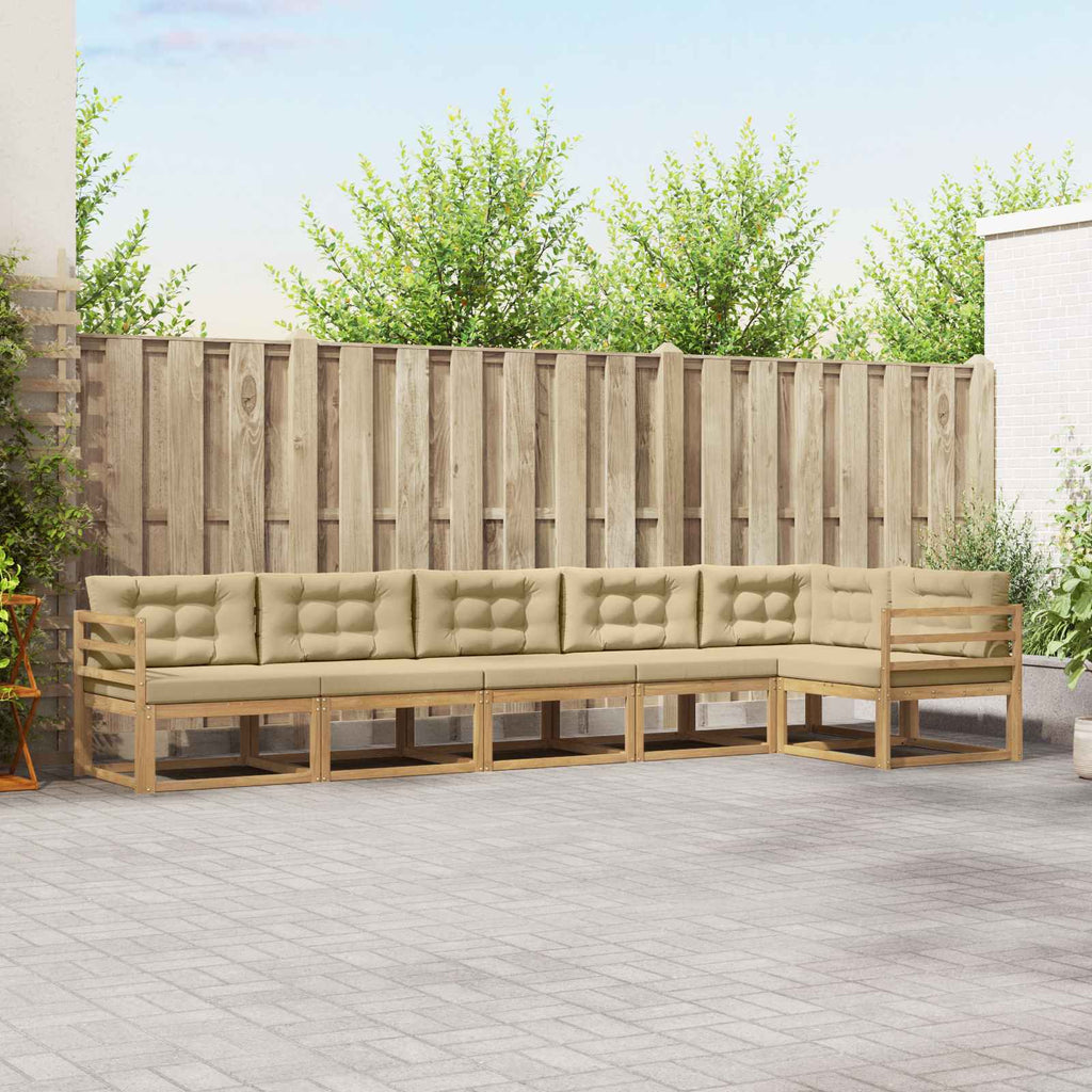 Outdoor-Sofagarnitur mit Kissen 4 pcs Weiß und Beige Polyester