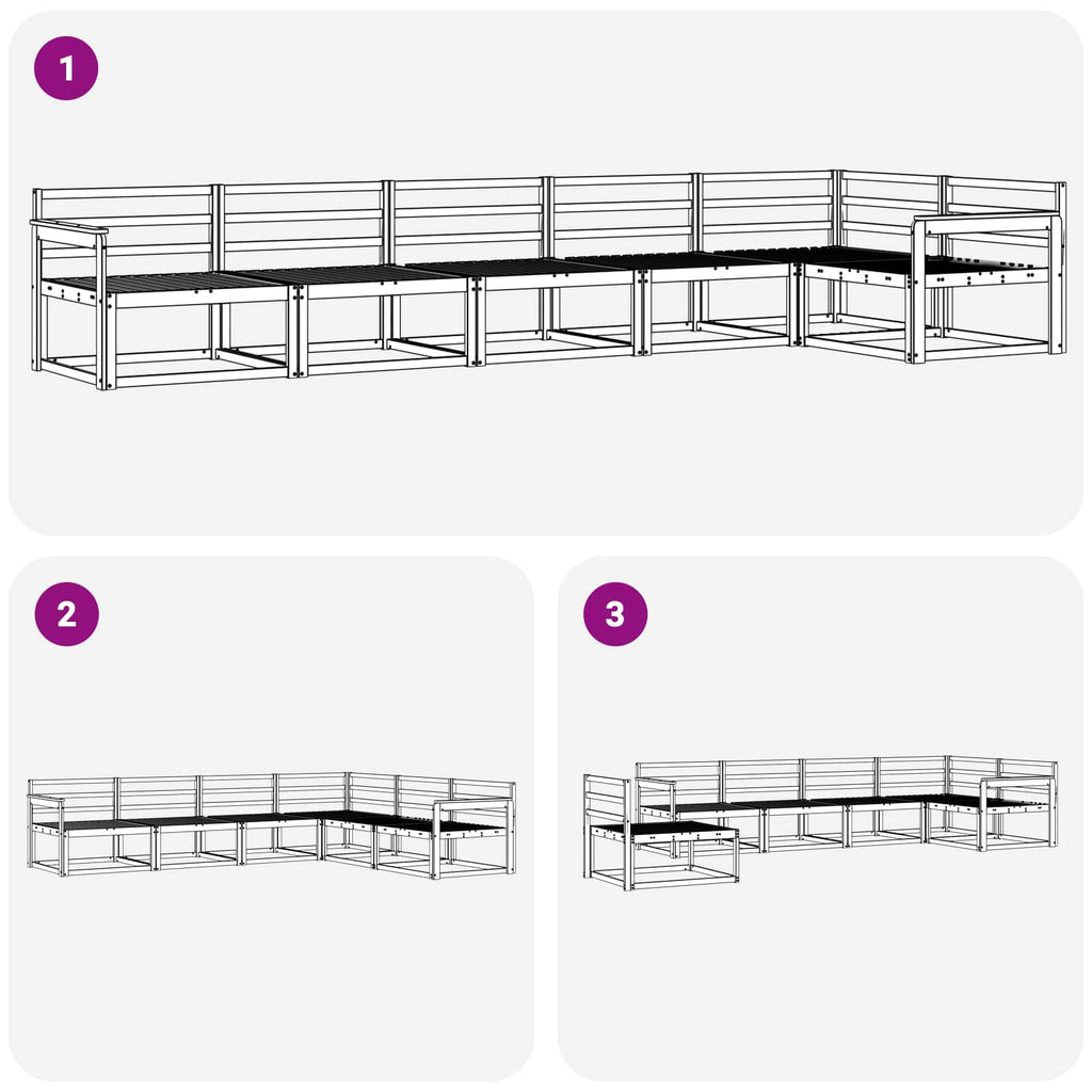 Outdoor-Sofagarnitur 6 pcs Weiß 406 x 168,5 x 73 cm