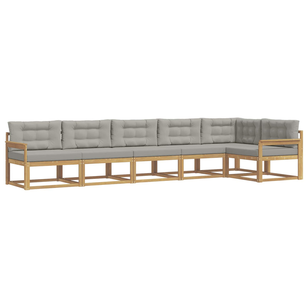 Outdoor-Sofagarnitur 4 pcs Weiß und Hellgrau Polyester