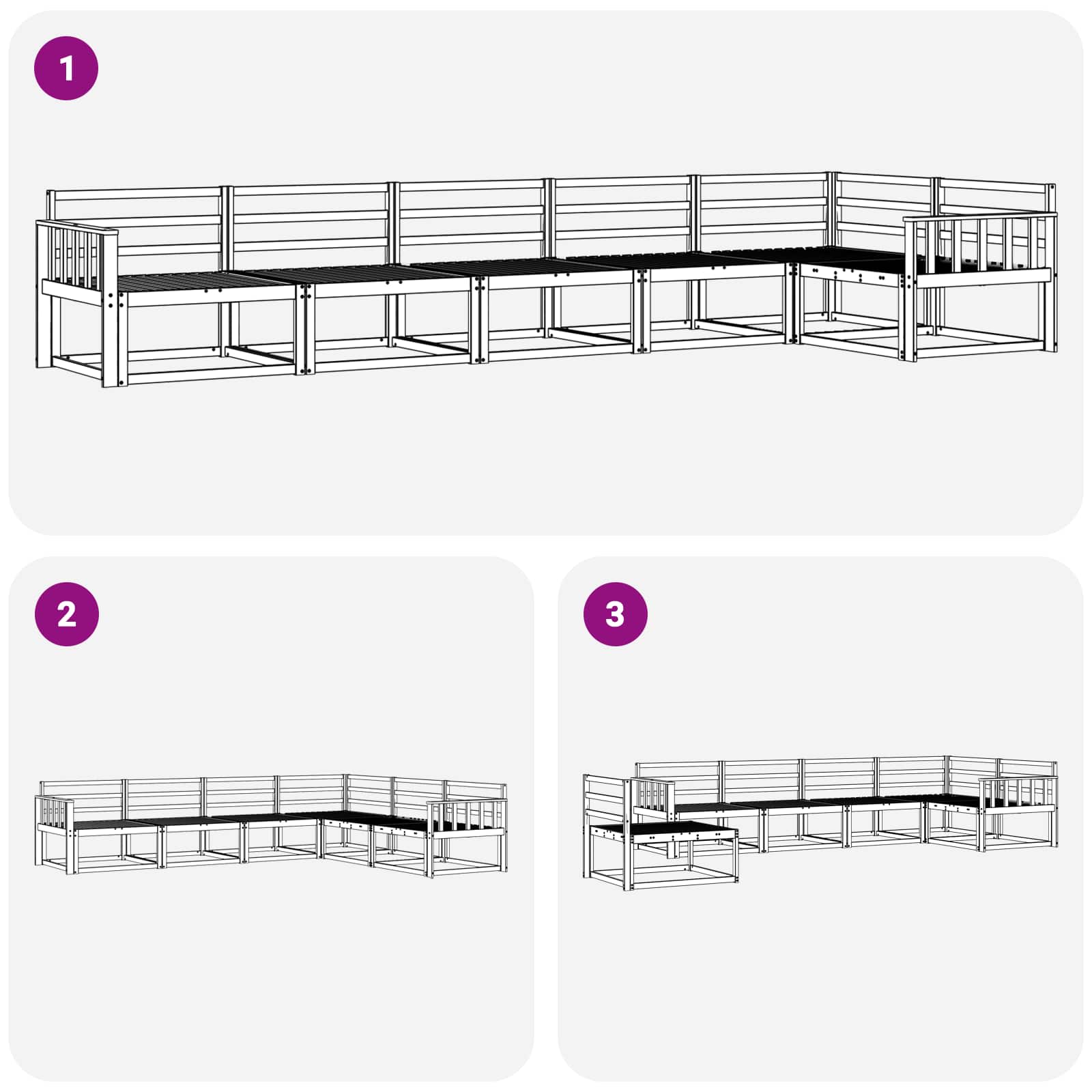 Outdoor-Sofagarnitur 6 pcs Weiß 406 x 168,5 x 73 cm