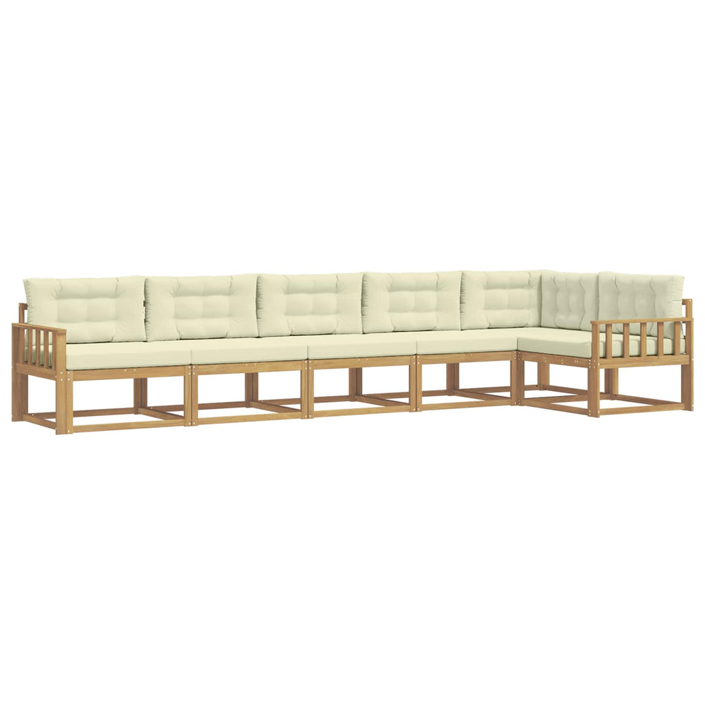 Outdoor-Sofagarnitur mit Kissen 4 pcs Weiß und Creme Polyester