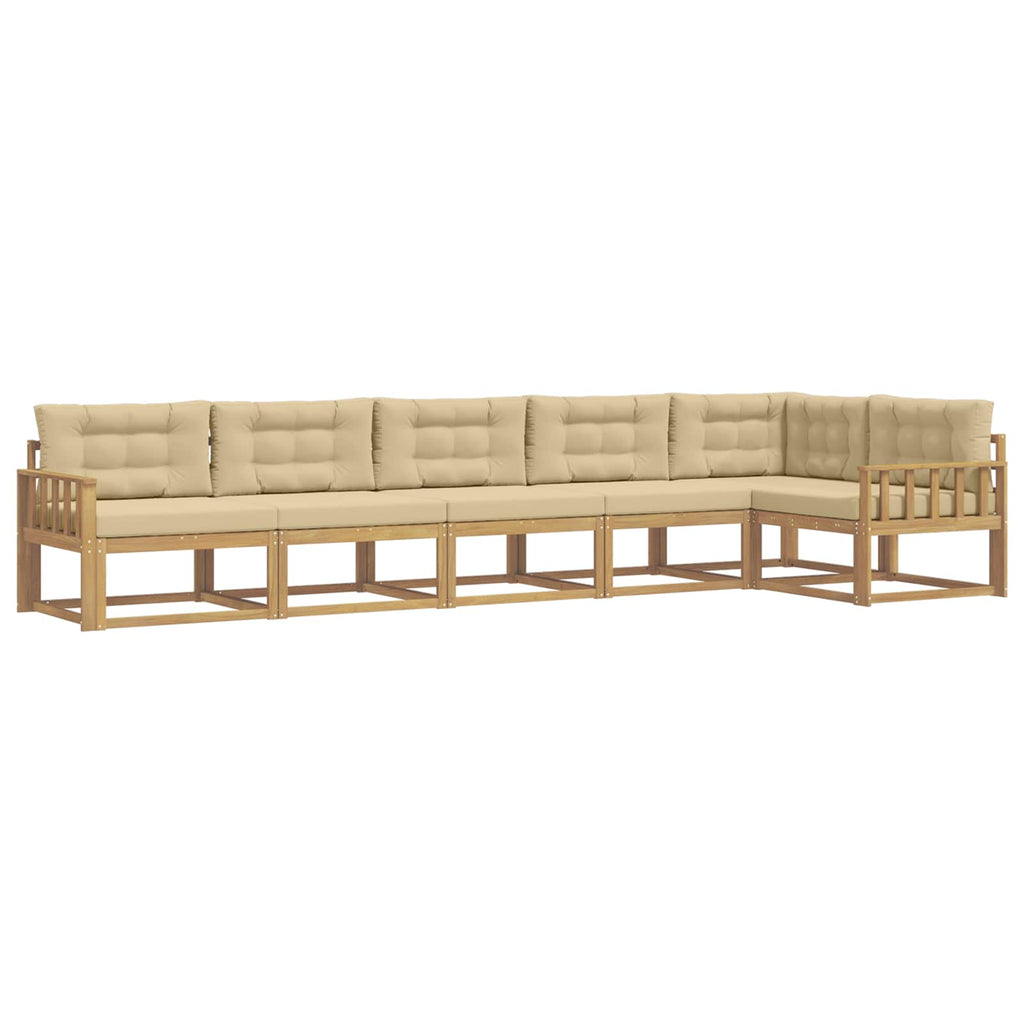 Outdoor-Sofagarnitur mit Kissen 4 pcs Weiß und Beige Polyester
