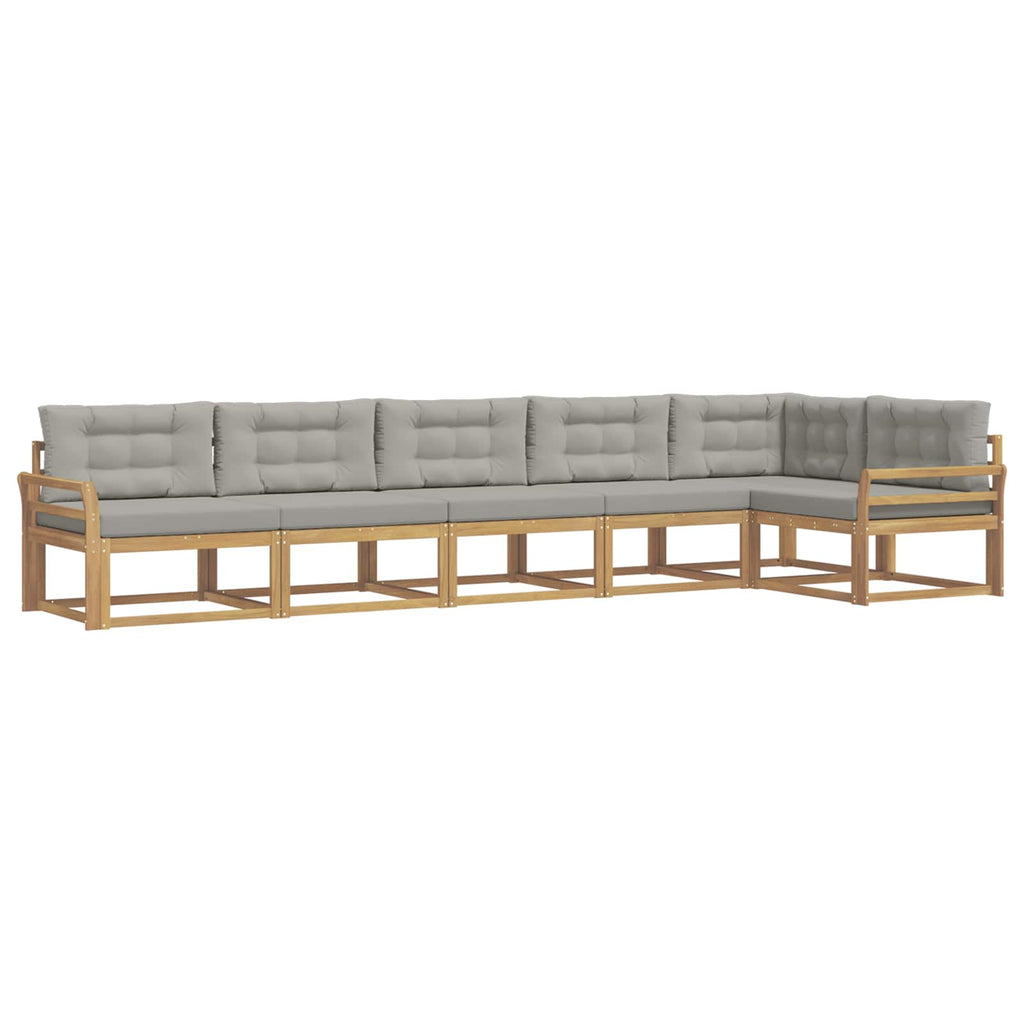 Outdoor-Sofagarnitur 4 pcs Weiß und Hellgrau Polyester
