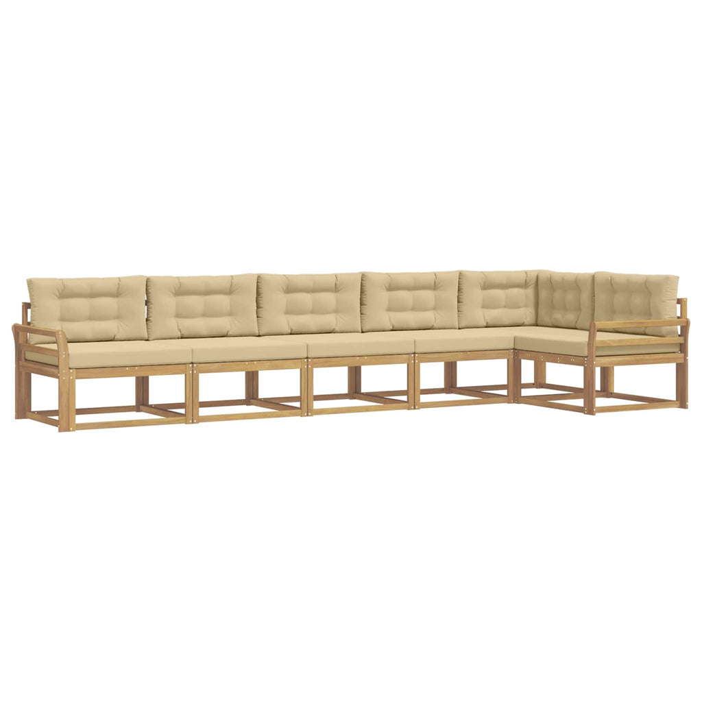 Outdoor-Sofagarnitur mit Kissen 4 pcs Weiß und Beige Polyester