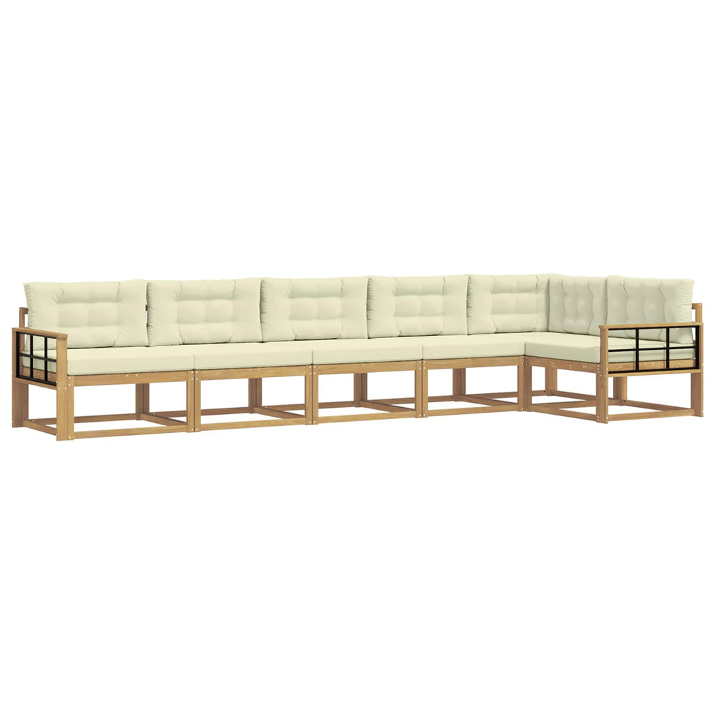 Outdoor-Sofagarnitur mit Kissen 4 pcs Weiß und Creme Polyester