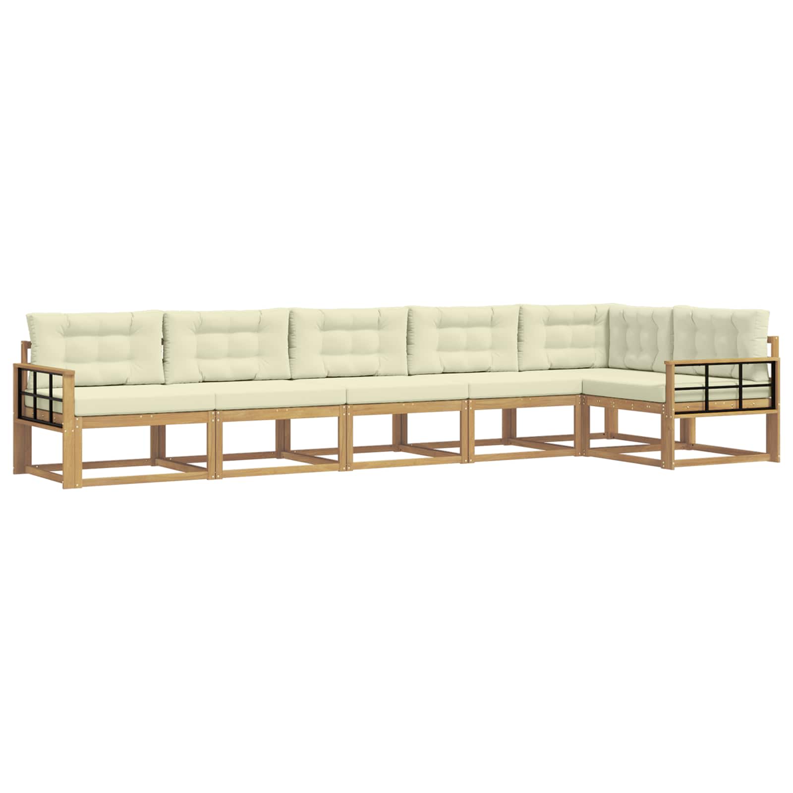 Outdoor-Sofagarnitur mit Kissen 4 pcs Weiß und Creme Polyester