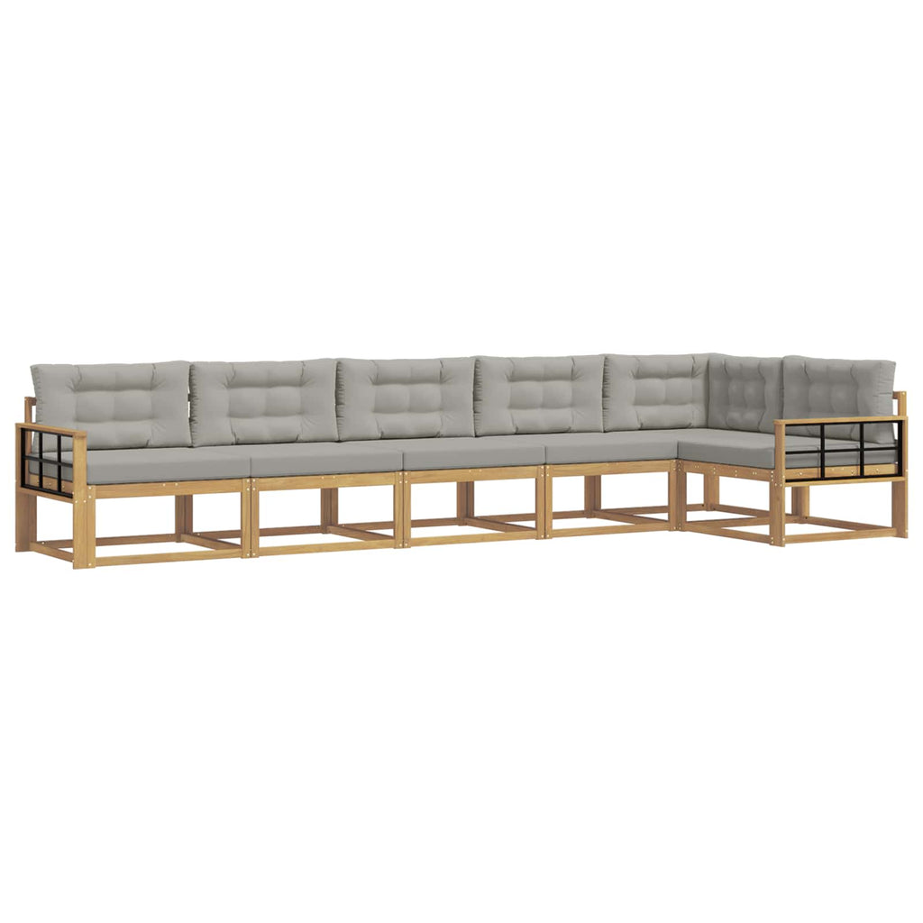 Outdoor-Sofagarnitur 4 pcs Weiß und Hellgrau Polyester